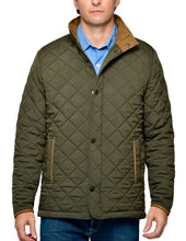 Load image into Gallery viewer, Men&#39;s Classic Diamond Quilted Hipster Car Coat - Olive
