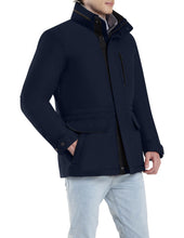 Load image into Gallery viewer, Men's THS® Heated Eco-Mimic-Down Metro Hipster Car Coat - Navy