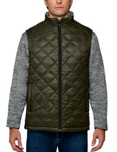 Load image into Gallery viewer, Men's Diamond Quilted Eco-Mimic-Down Reversible Knit Fleece Vest