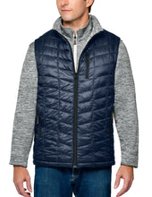 Load image into Gallery viewer, Men's Rectangle Quilted Eco-Mimic-Down Reversible Knit Fleece Vest