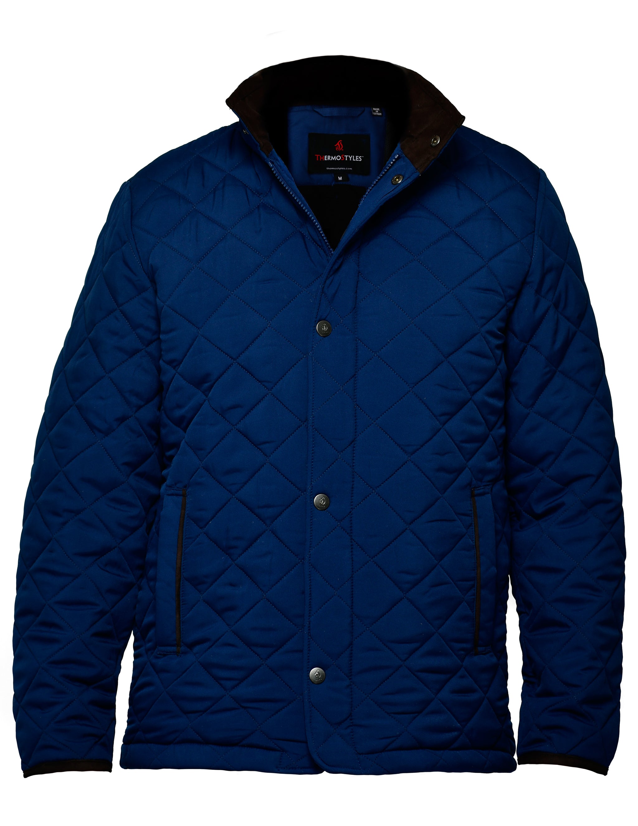Men's Classic Diamond Quilted Hipster Car Coat - Navy – THERMOSTYLES