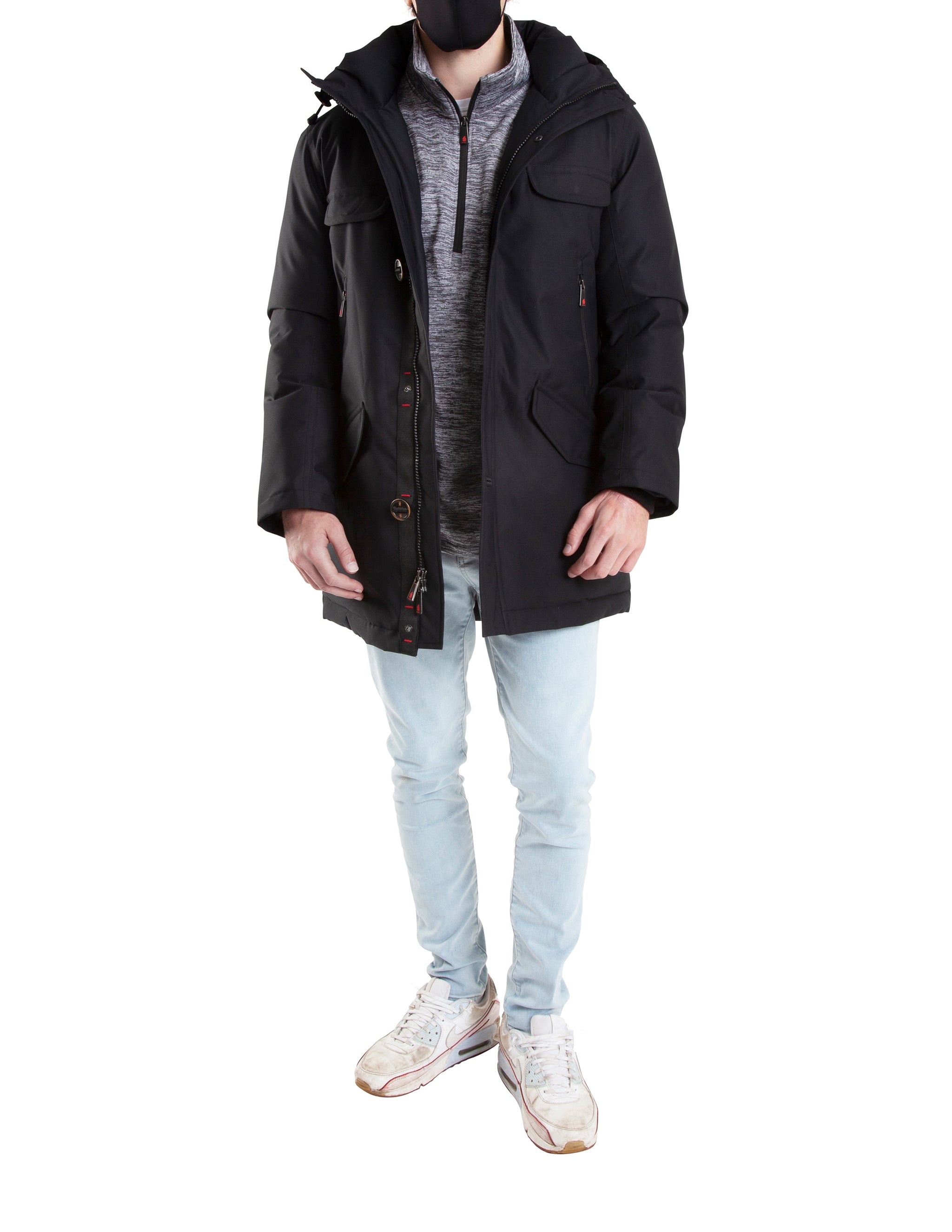 Men s Fishtail Down Hooded Parka L Dark Navy