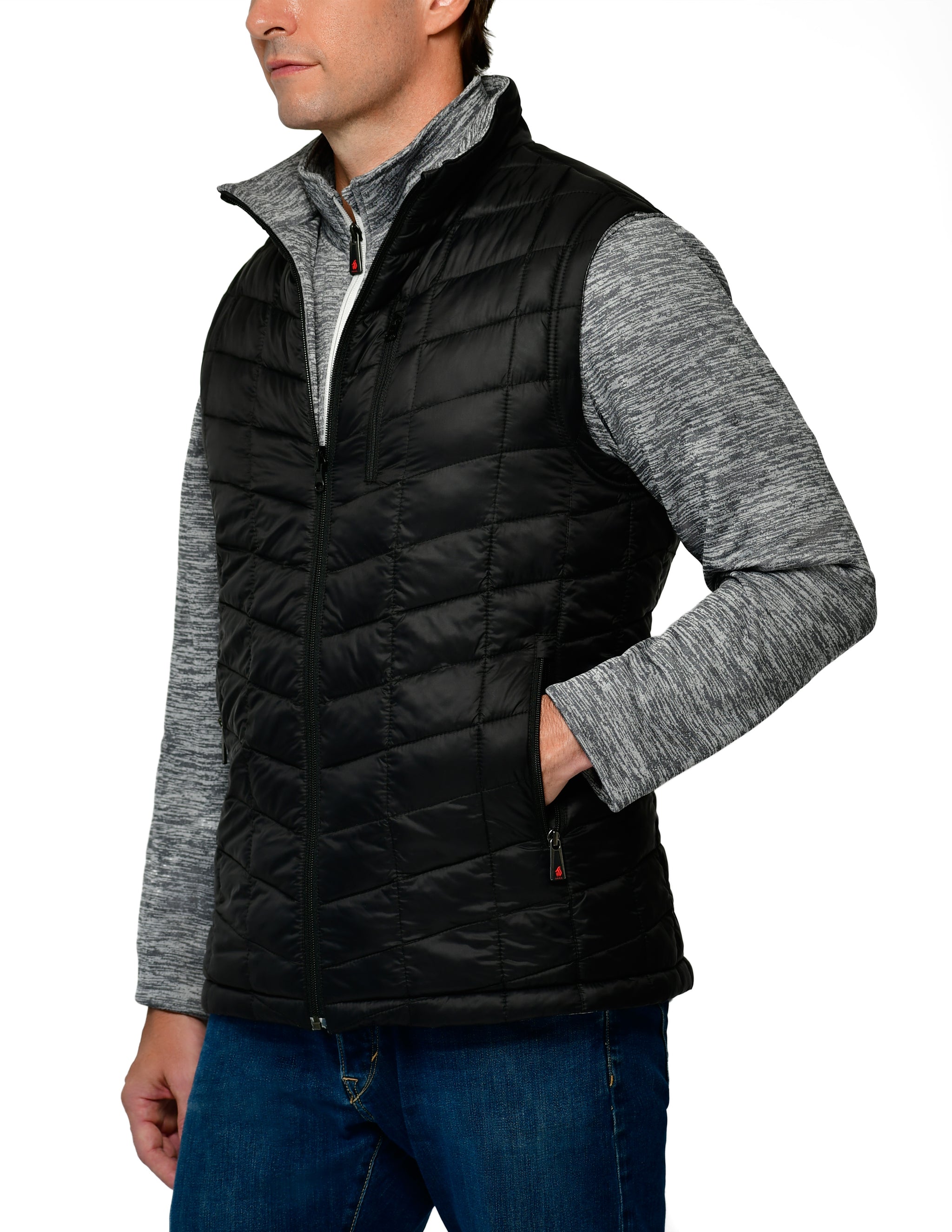 Men's Rectangle Quilted Eco-Mimic-Down Reversible Knit