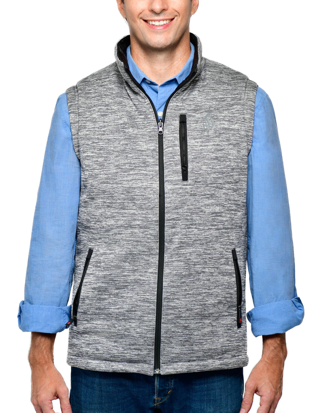 Men's Quilted Eco-Mimic-Down Reversible Knit Fleece Vest